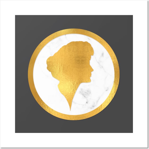 Classic cameo in gold and marble II Wall Art by LittleBean